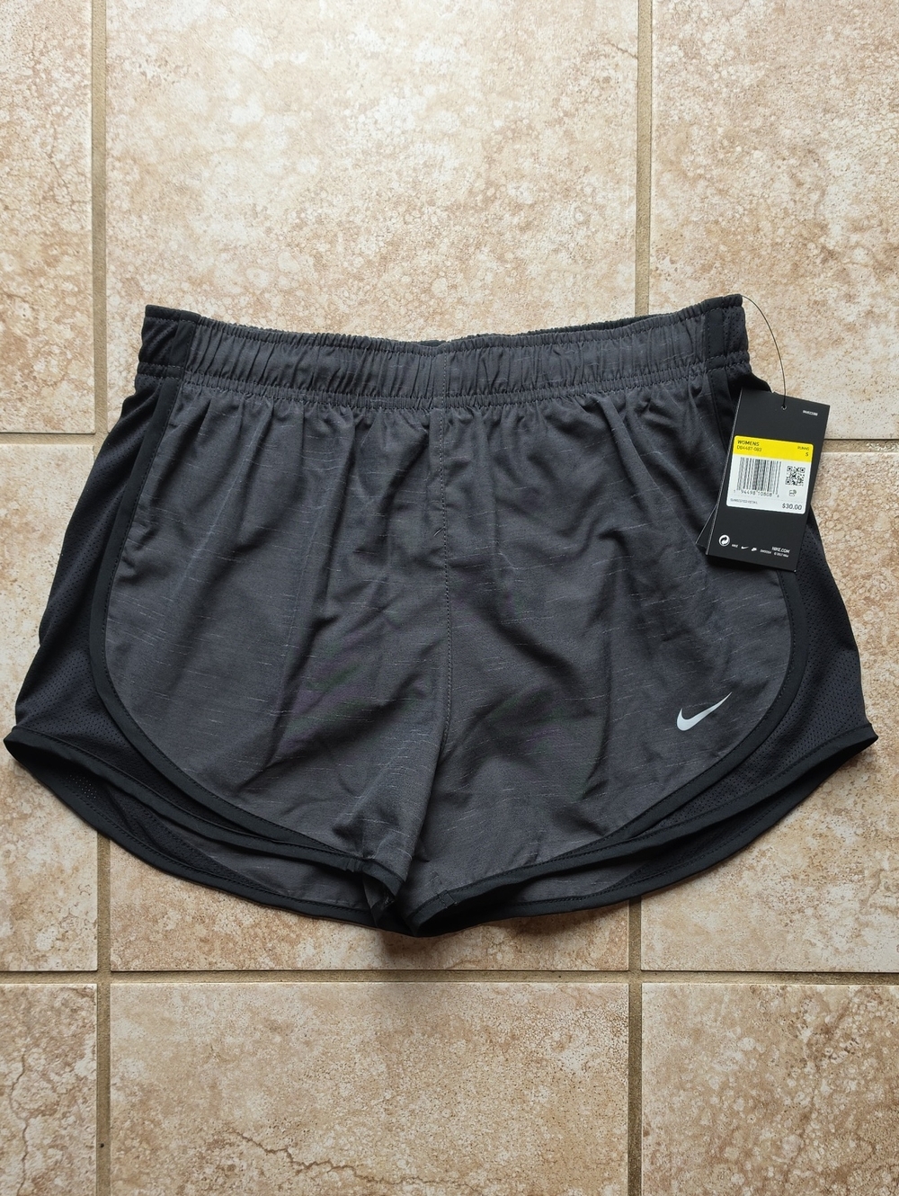 Nike Dark Gray/Black Women's Running Shorts with Swoosh